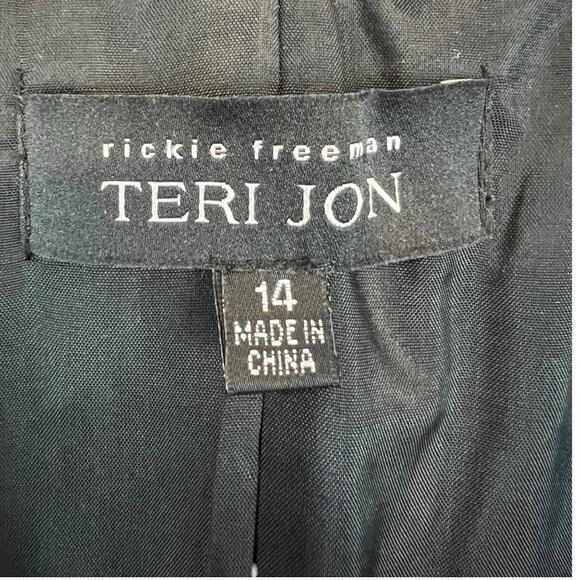 Rickie Freeman Teri Jon Tweed Black White Fringe wool blend Blazer Size 14 - Picture 14 of 16